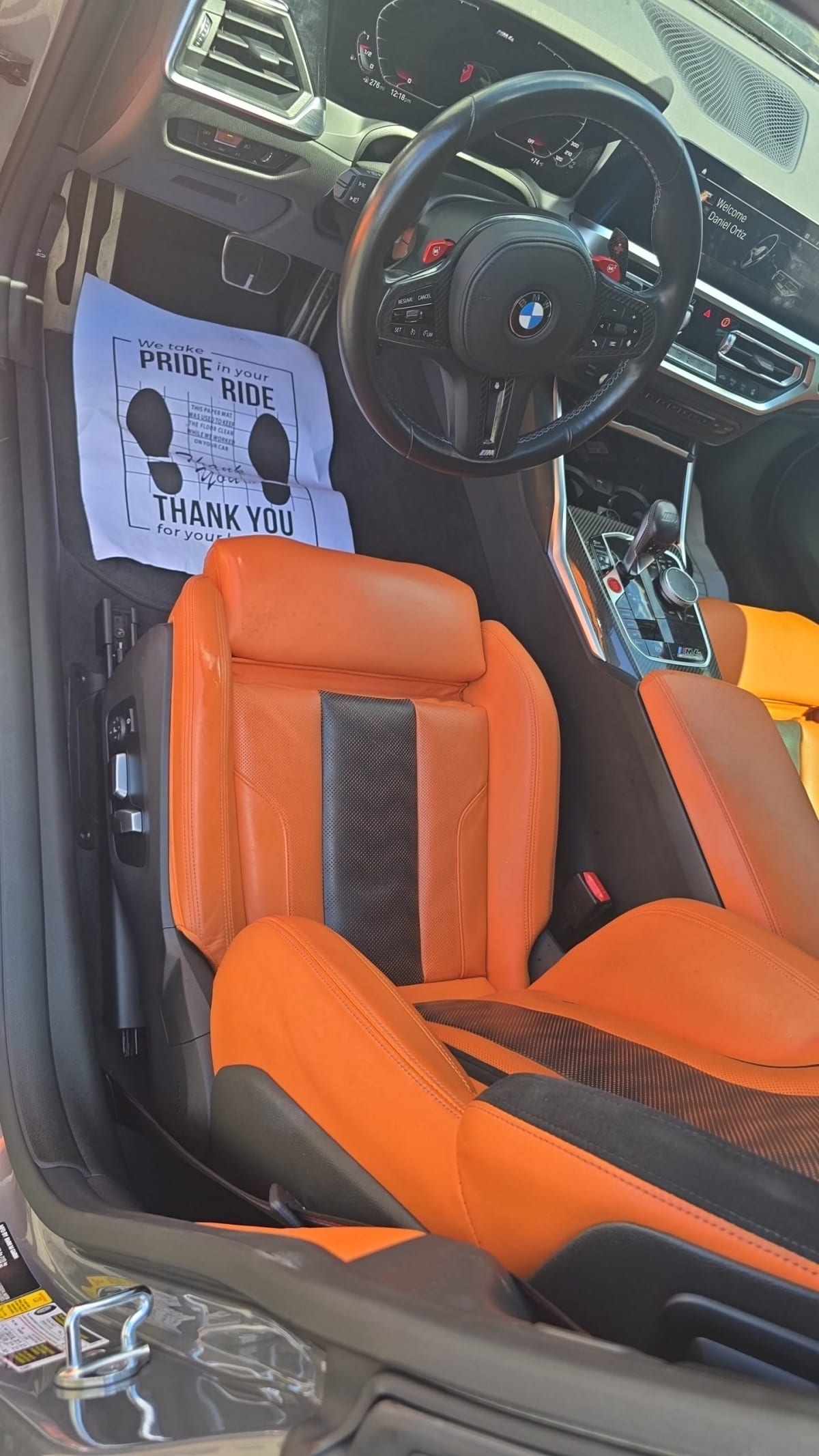 Orange leather, revived by Jarets Detailing, Manchester
